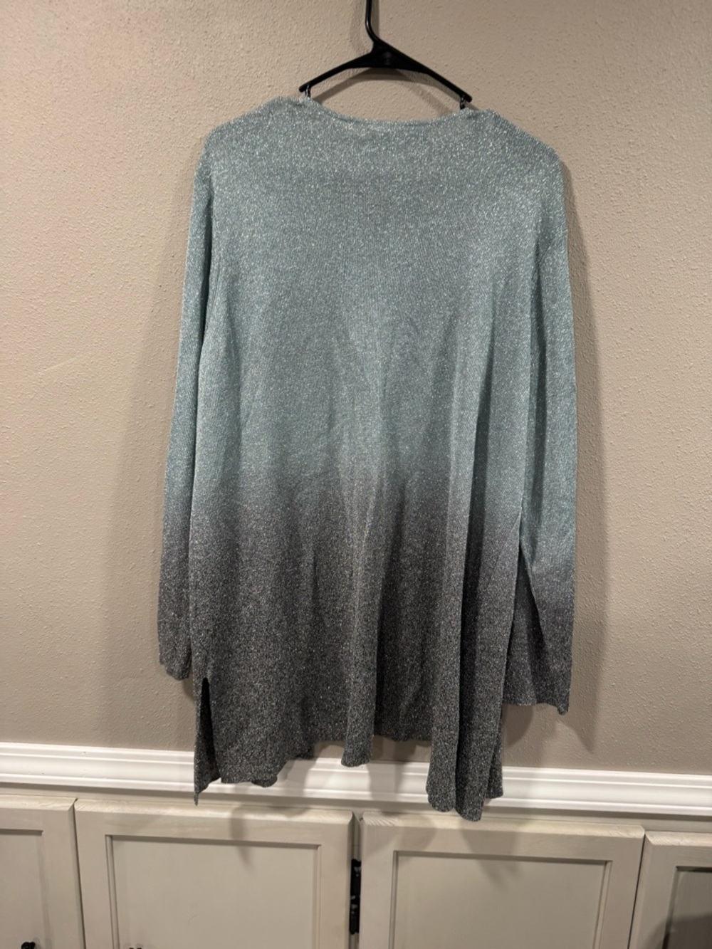 Light Blue to Charcoal Ombre Open Cardigan - Picture 6 of 6